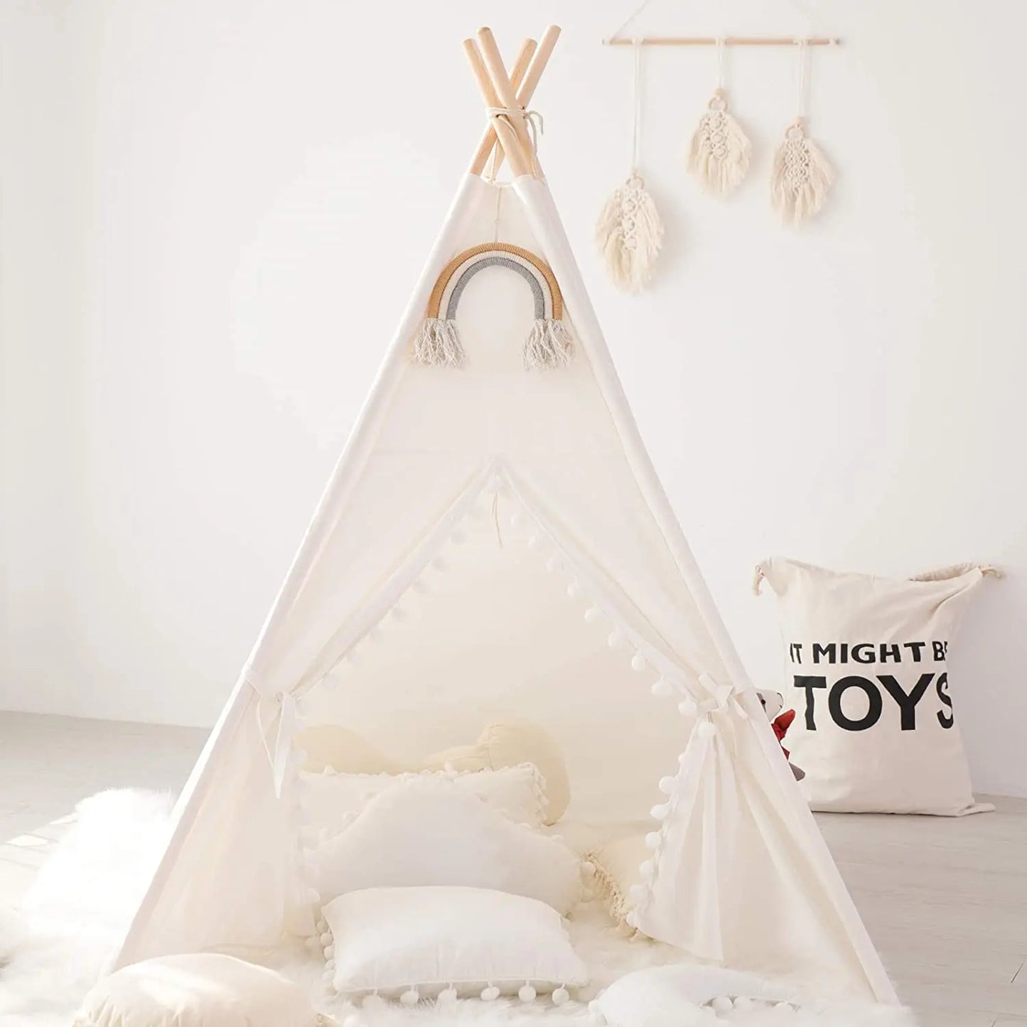 1.6m/1.3m Kid Tent Indoor Play House Wigwam for Child Portable Child Tipi Tents Teepee Toddler Ball Pit Girl Castle Play Room