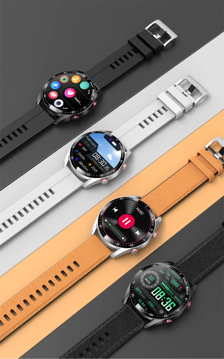 For Watch GT Series Smart Watch Men Women HD Screen Bluetooth Call GPS Tracker Heart Rate IP68 Waterproof SmartWatch 2024 New