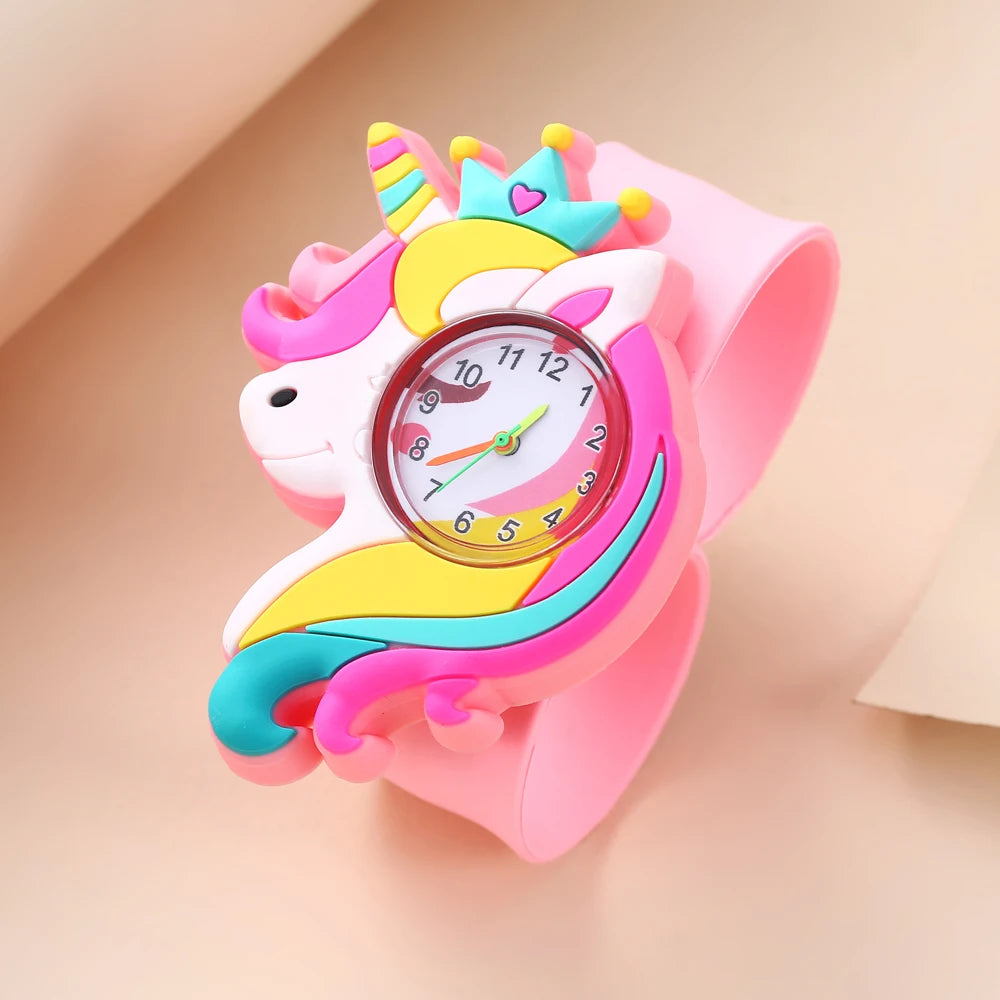 Baby Watch 3D Cartoon Kids Birthday Gift Old Girl Boy Children Study Time Toy Clock Free Spare Battery