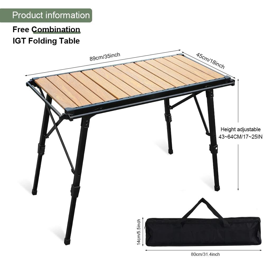 KRC CAMP Camping Folding Table IGT Table Lightweight Camp BBQ Grill Table Outdoor Picnic Fishing Table IGT Set Picnic Equipment