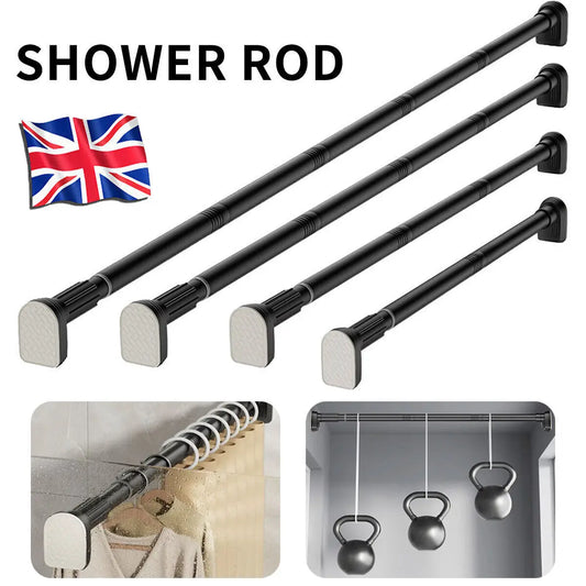 Heavy Duty Extendable Telescc Shower Curtain Pole Rail Rod Bath Door Window