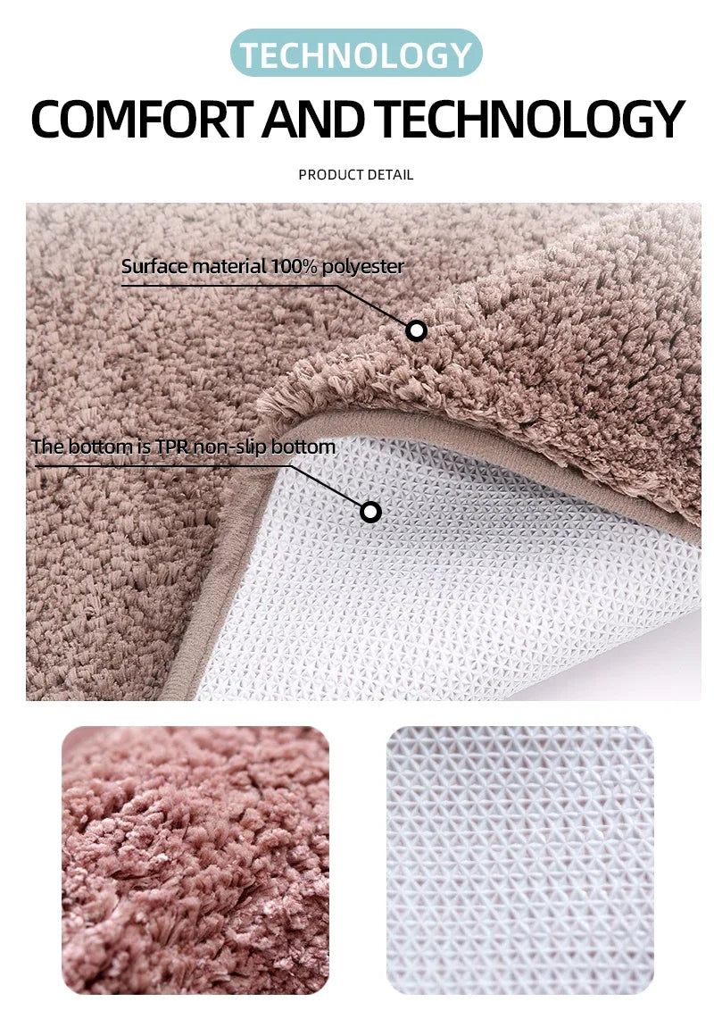 Soft Comfortable Thick Plush Floor Mat,Bathroom Floor Rug,Bedroom Carpet,Living Room Mat,Non-slip Rug,Water Absorption Anti-Slip