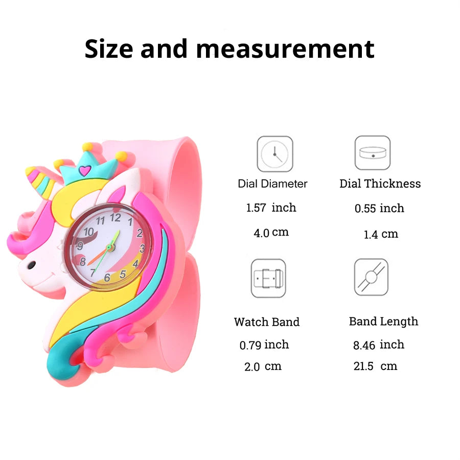 Baby Watch 3D Cartoon Kids Birthday Gift Old Girl Boy Children Study Time Toy Clock Free Spare Battery