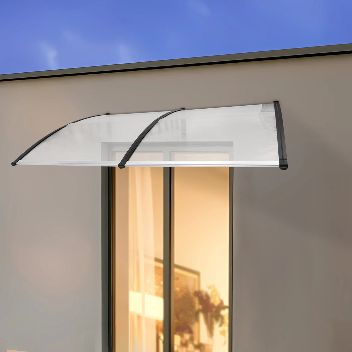 Front Door Canopy 90*200cm/35.4*78.74 Inch Wall Mounted Front Door Transparent Arch Canopy for