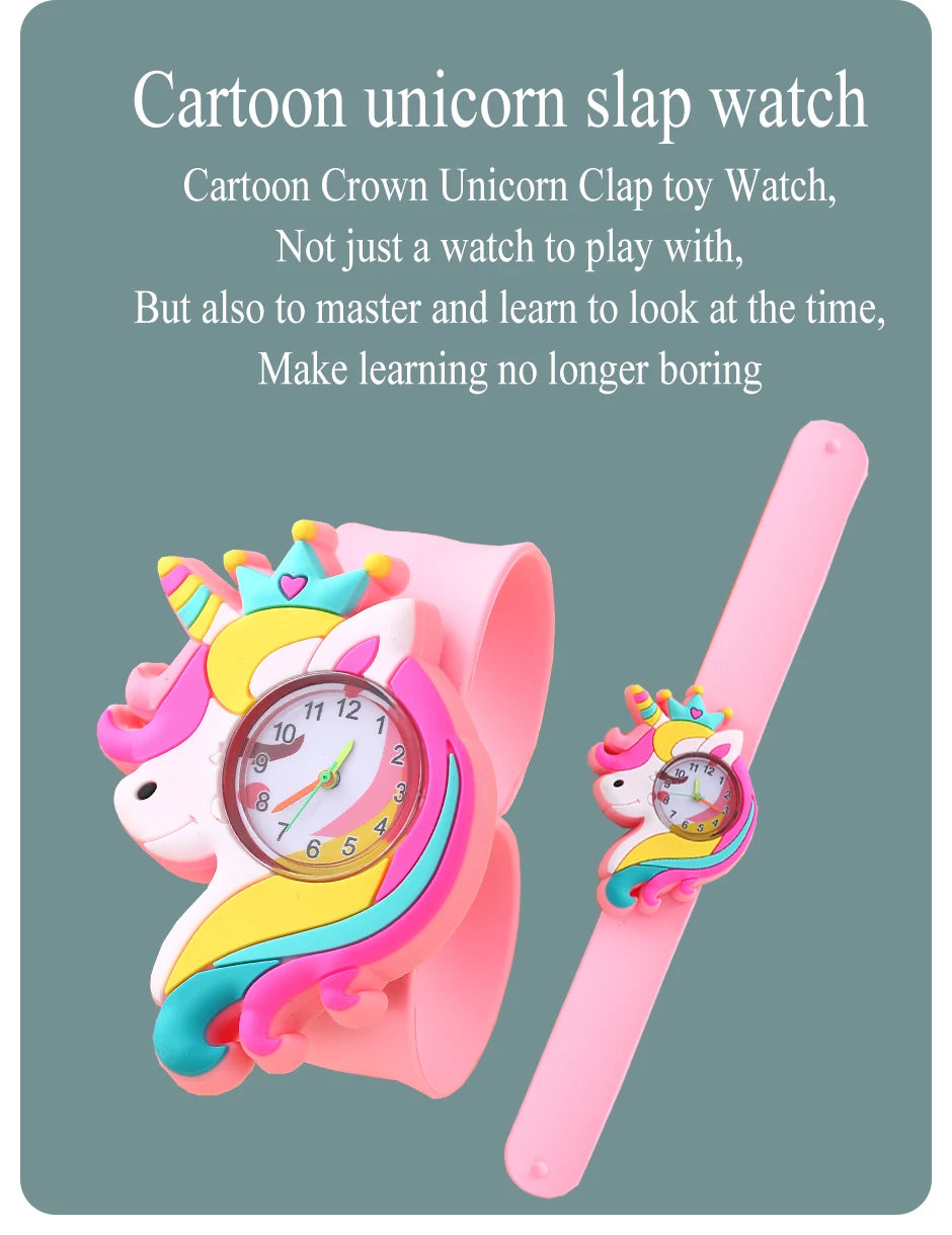 Baby Watch 3D Cartoon Kids Birthday Gift Old Girl Boy Children Study Time Toy Clock Free Spare Battery