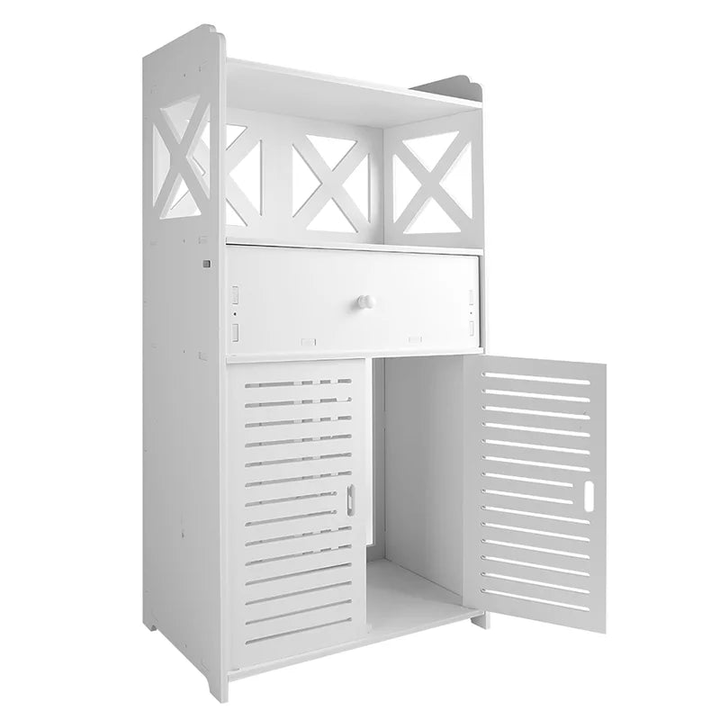 Bathroom Storage Cabinet 3 Tier Cabinet Organizer with Door Bathroom Furniture Free-standing Bathroom Storage Unit