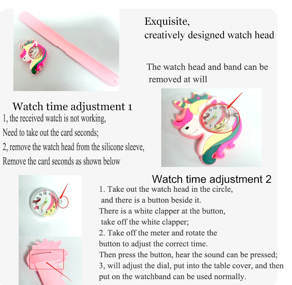 Baby Watch 3D Cartoon Kids Birthday Gift Old Girl Boy Children Study Time Toy Clock Free Spare Battery