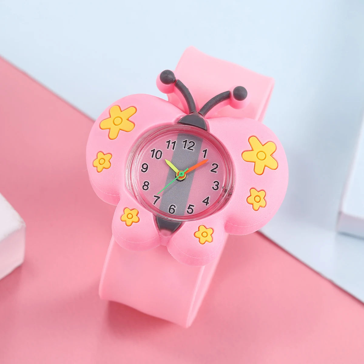 Baby Watch 3D Cartoon Kids Birthday Gift Old Girl Boy Children Study Time Toy Clock Free Spare Battery