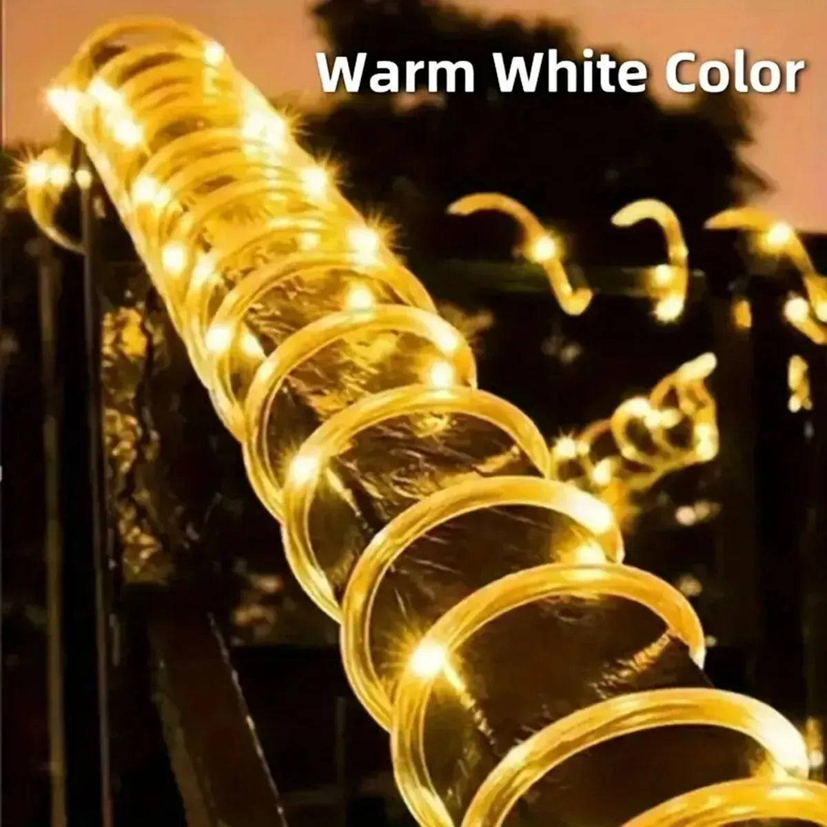 1pc Solar LED String Light 50LED Tube Rope String Lights With 8 Modes Outdoor Waterproof Tube Solar Fence Lights For Home Decor