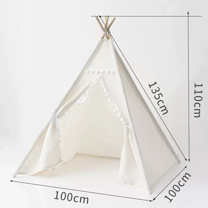 1.6m/1.3m Kid Tent Indoor Play House Wigwam for Child Portable Child Tipi Tents Teepee Toddler Ball Pit Girl Castle Play Room