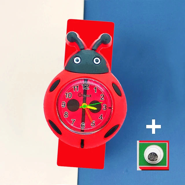 Baby Watch 3D Cartoon Kids Birthday Gift Old Girl Boy Children Study Time Toy Clock Free Spare Battery