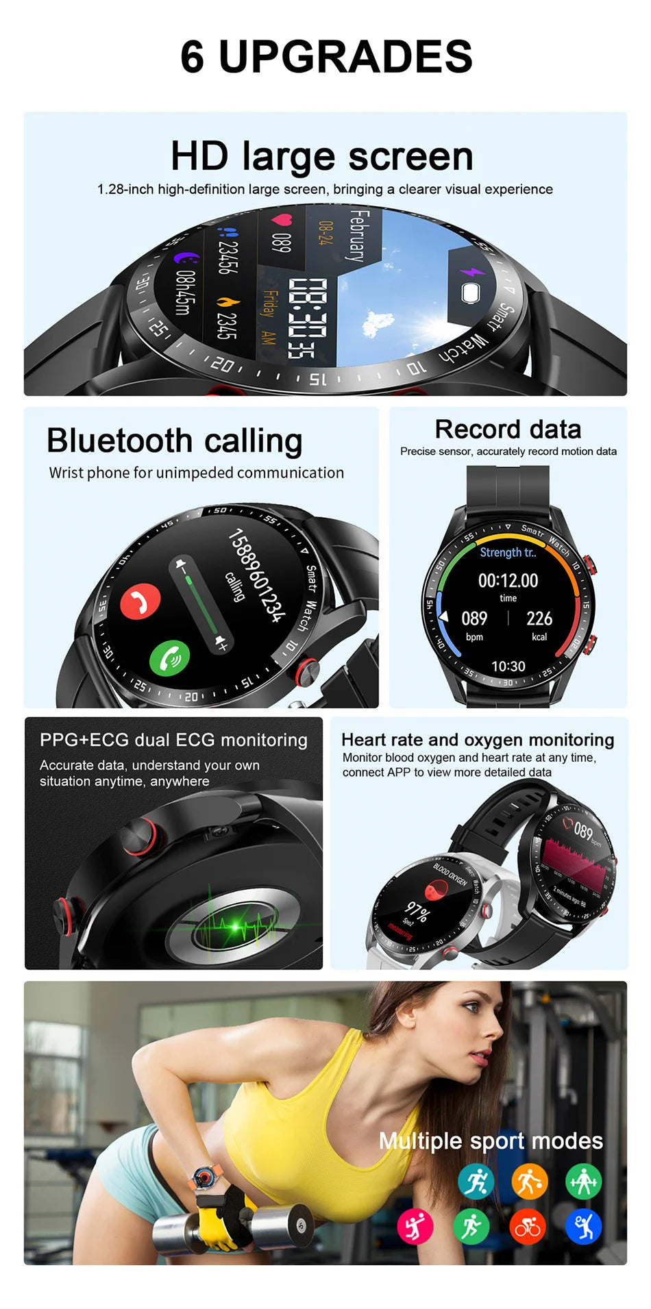 For Watch GT Series Smart Watch Men Women HD Screen Bluetooth Call GPS Tracker Heart Rate IP68 Waterproof SmartWatch 2024 New