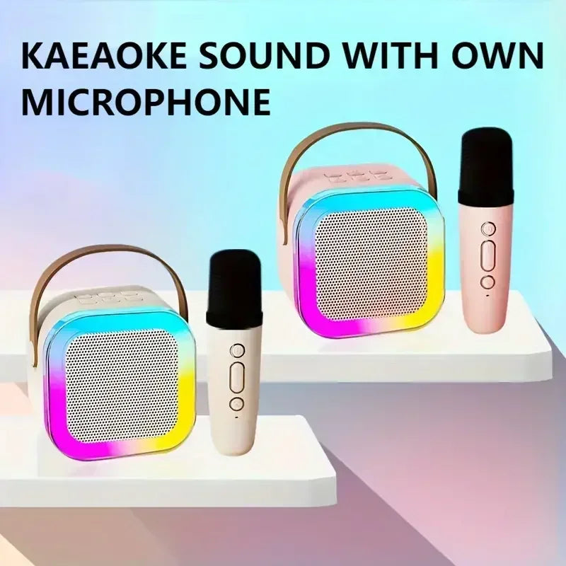 K12 Karaoke Machine Portable Bluetooth 5.3 PA Speaker System with 1-2 Wireless Microphones Home Family Singing Children's Gifts