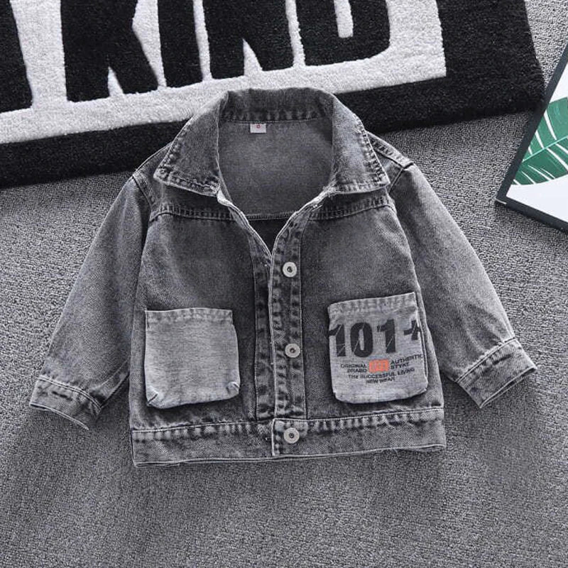 Disney Boys and Girls Mickey Denim Jacket Coat Children's Cotton Coat Cartoon Cute Long Sleeve Fashion Denim Coat