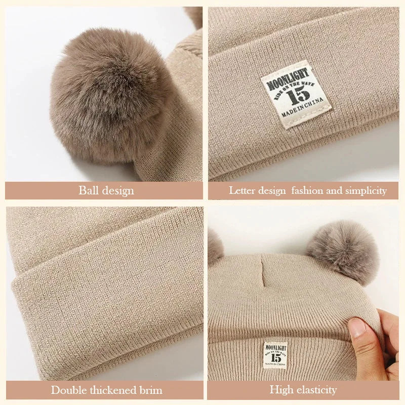 Solid Color Wool Knitted Bonnet Bebe Newborn Baby Hat Pompom Cute Winter Hat For Kids Boys Girls Children Warm Beanie Cap 0-3Y