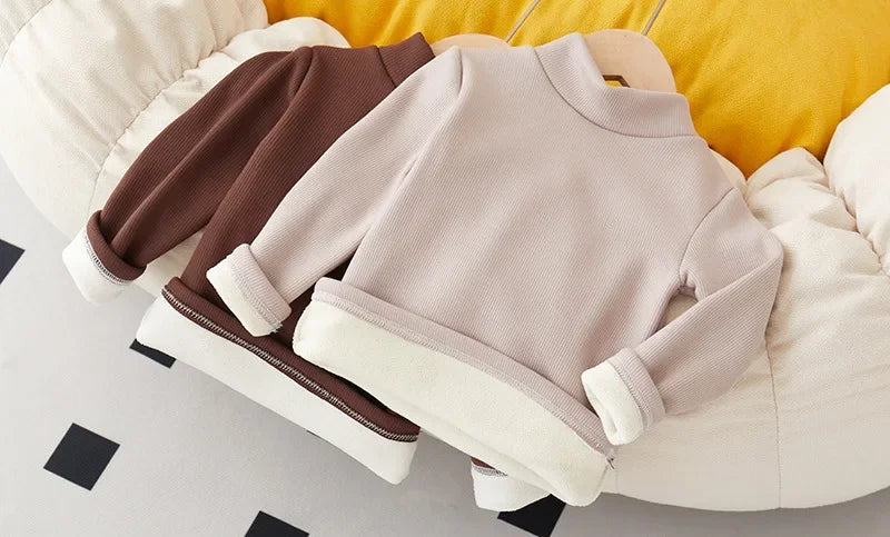 Children's Long Sleeve T-shirt Half High Collar Solid Color Versatile Stylish Top For Autumn/winter Suitable For Boys Girls