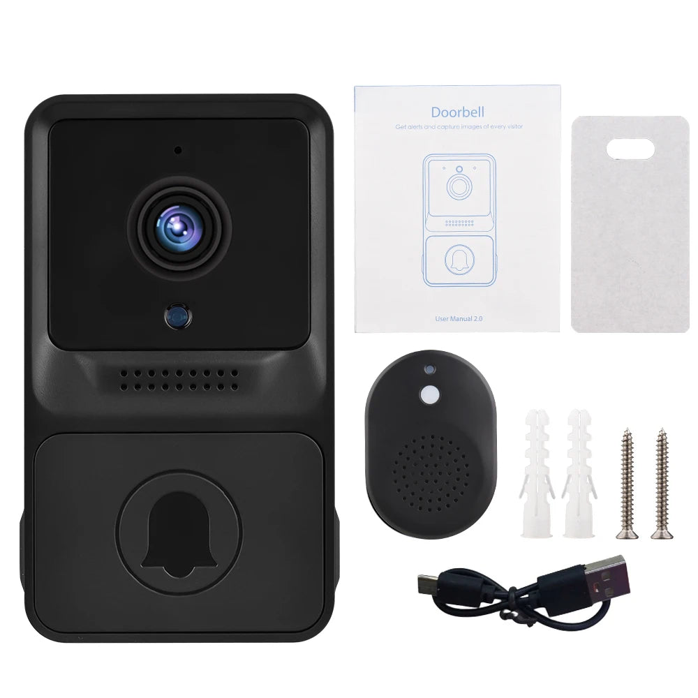 1080P High Resolution Visual Smart Security Doorbell Camera Wireless Video Doorbell with IR Night Vision 2-Way Audio Real-Time