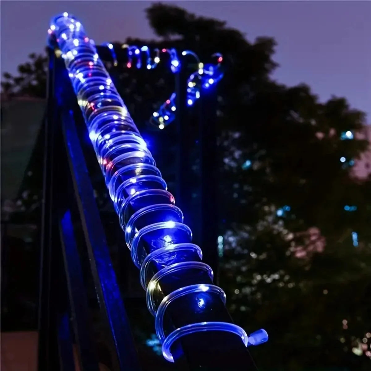 1pc Solar LED String Light 50LED Tube Rope String Lights With 8 Modes Outdoor Waterproof Tube Solar Fence Lights For Home Decor