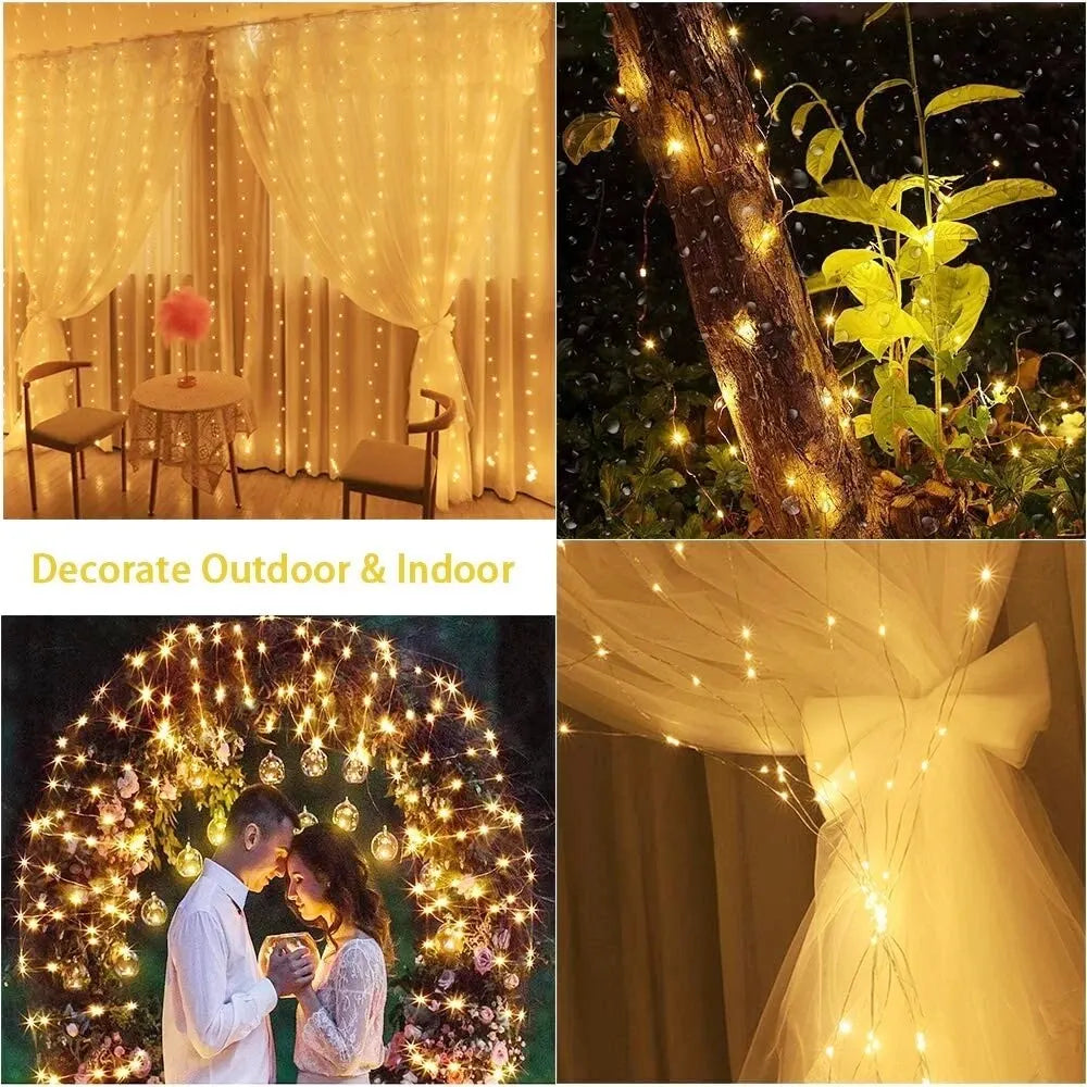 1pc USB 3x3/3*2/3*1 LED Curtain Bedroom Lights Christmas Garland Fairy Light Festoon Wedding Home Bedroom Decoration Lighting