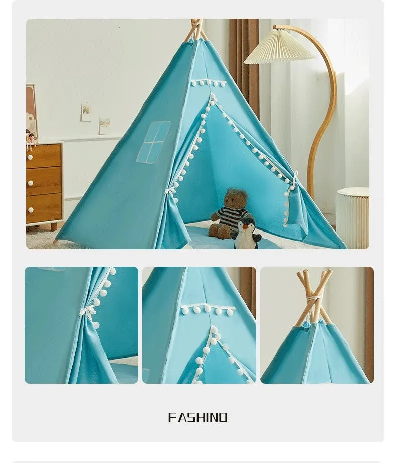 1.6m/1.3m Kid Tent Indoor Play House Wigwam for Child Portable Child Tipi Tents Teepee Toddler Ball Pit Girl Castle Play Room