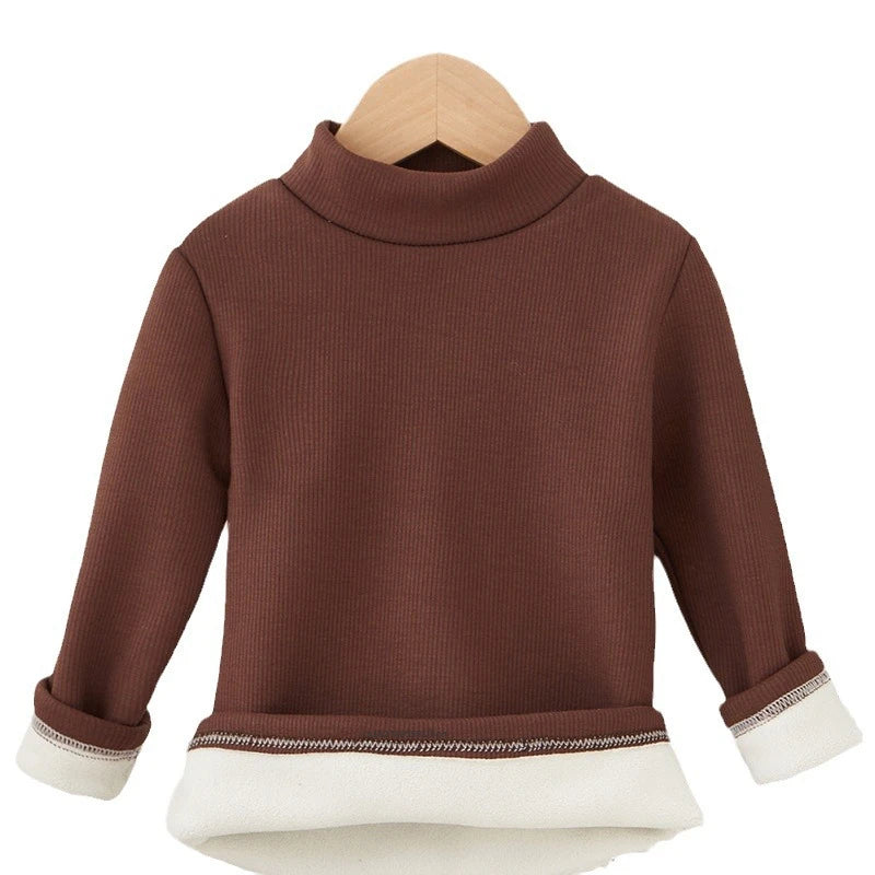 Children's Long Sleeve T-shirt Half High Collar Solid Color Versatile Stylish Top For Autumn/winter Suitable For Boys Girls