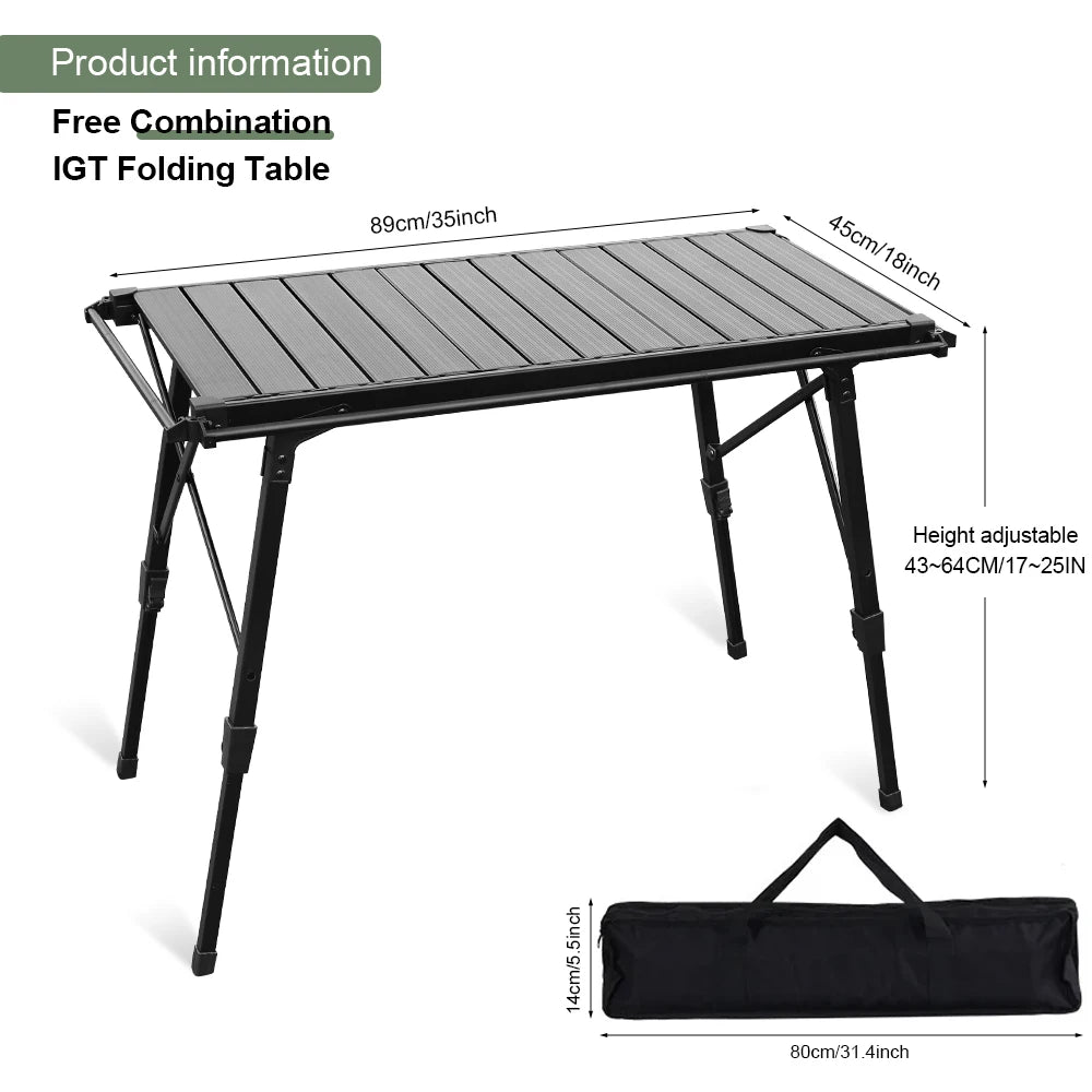 KRC CAMP Camping Folding Table IGT Table Lightweight Camp BBQ Grill Table Outdoor Picnic Fishing Table IGT Set Picnic Equipment