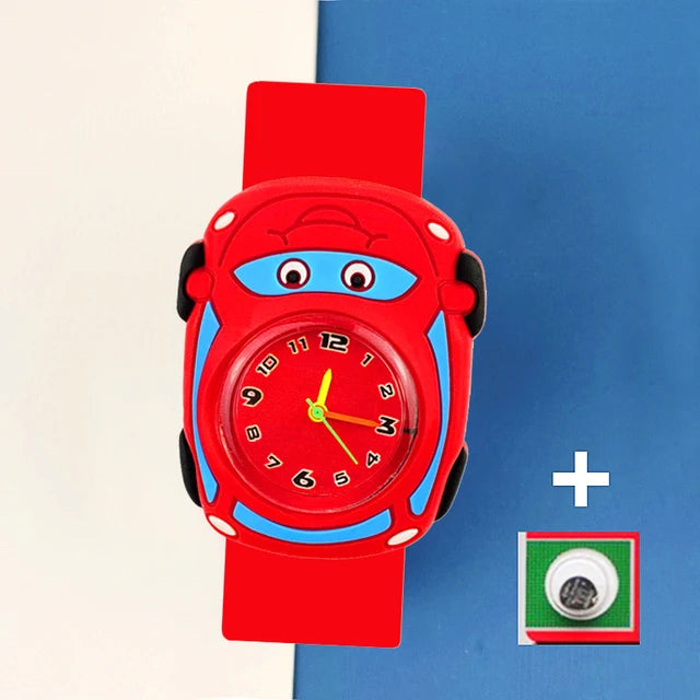 Baby Watch 3D Cartoon Kids Birthday Gift Old Girl Boy Children Study Time Toy Clock Free Spare Battery