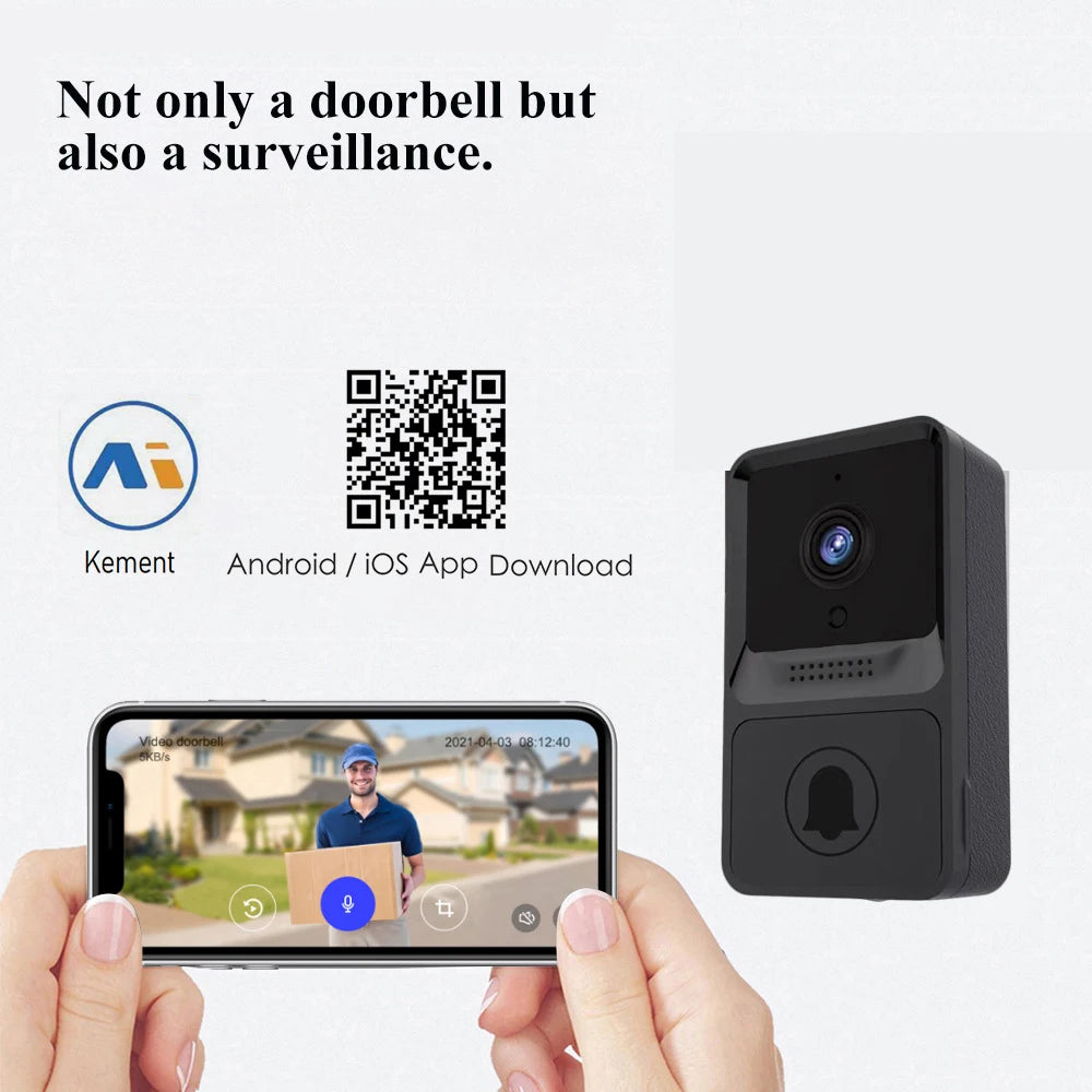 1080P High Resolution Visual Smart Security Doorbell Camera Wireless Video Doorbell with IR Night Vision 2-Way Audio Real-Time