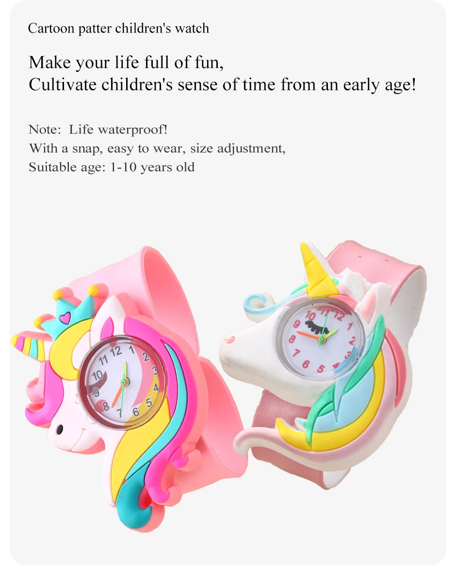 Baby Watch 3D Cartoon Kids Birthday Gift Old Girl Boy Children Study Time Toy Clock Free Spare Battery